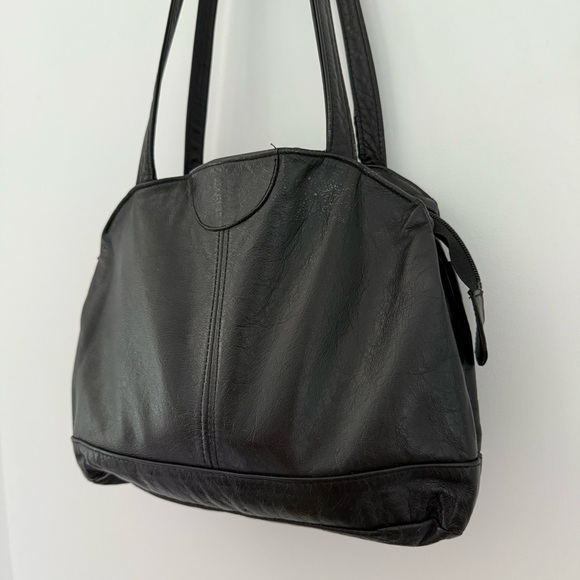 Vintage Brixton black leather small tote shoulder bag - Picture 5 of 8